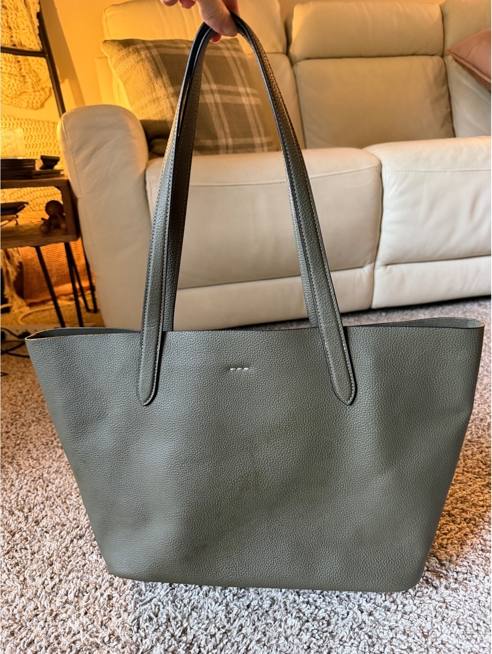 Coach Olive Green Pebbled Leather Tote Bag - Picture 2 of 8